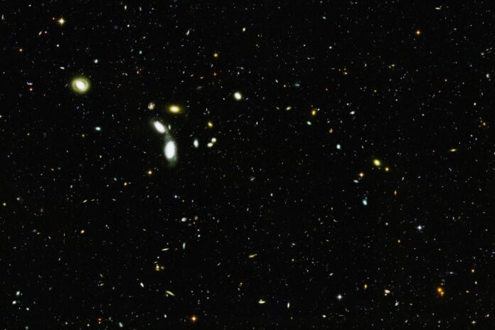 a cluster of stars in the night sky